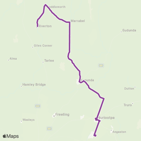 LinkSA Riverton - Tanunda via Saddleworth & Kapunda map