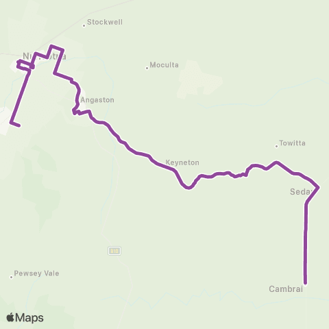 LinkSA Cambrai - Tanunda via Angaston & Light Pass map