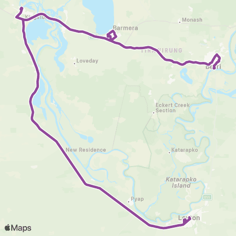 BusBiz Loxton - Berri via Moorook & Kingston map