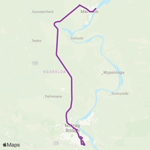 LinkSA Murray Bridge - Mannum via Mannum Rd map