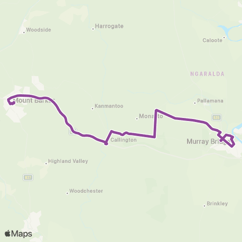 LinkSA Murray Bridge - Mt Barker via Monarto Safari Pk & Callington map