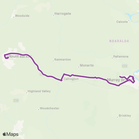 LinkSA Mt Barker - Murray Bridge (Mobilong) via Callington map