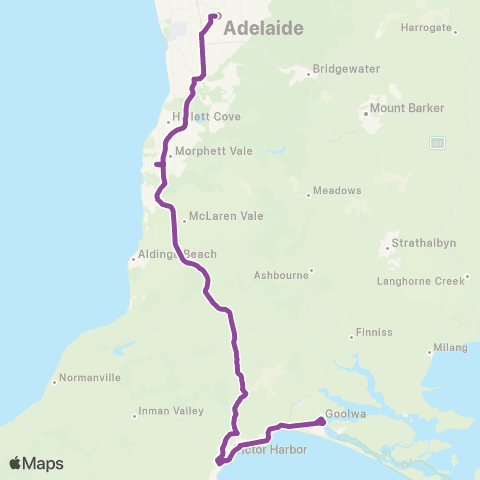 LinkSA Goolwa - Adelaide map