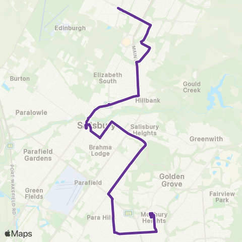 Torrens Transit Edinburgh North - Modbury Heights School map