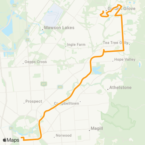 Torrens Transit Golden Grove Intg & Fairview Park - City map