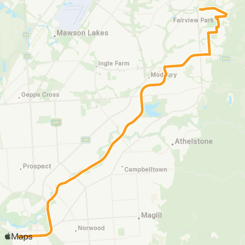 Torrens Transit Fairview Park - Tea Tree Plz Intg map