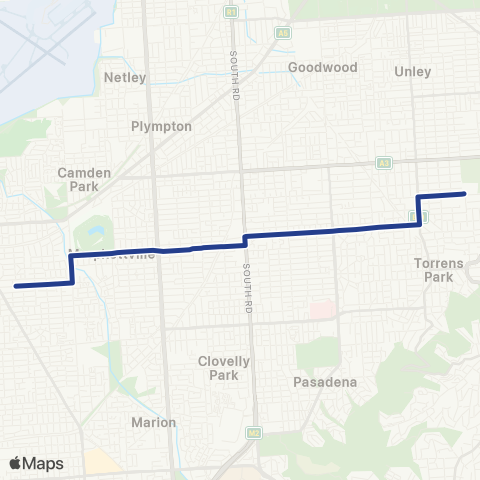 Torrens Transit Unley High School - Glenelg East map
