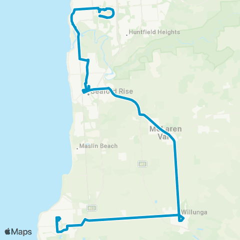 Busways Aldinga Shopping Centre - Noarlunga Hosp map