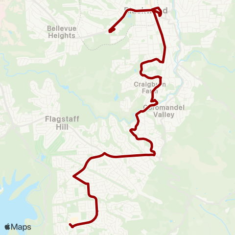 Torrens Transit Blackwood HS - Aberfoyle Hub Ctr map