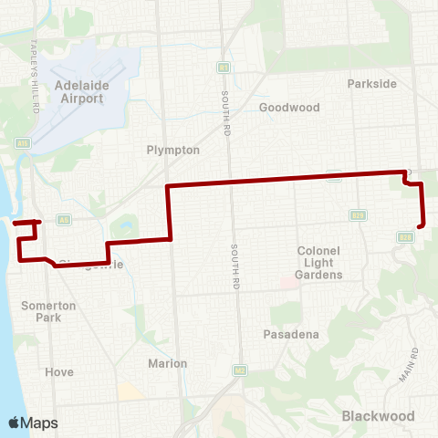 Torrens Transit Glenelg - Highgate map