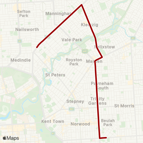 Torrens Transit Collinswood - Marryatville High School map