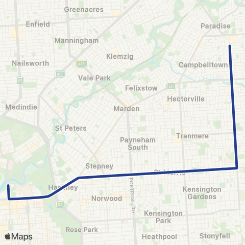 Torrens Transit Newton - Adelaide Oval map