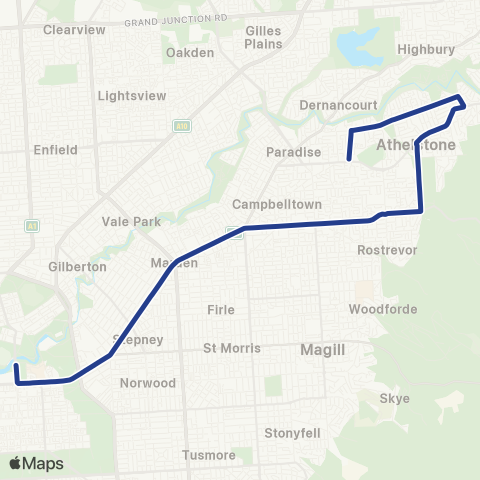 Torrens Transit Athelstone - Adelaide Oval map