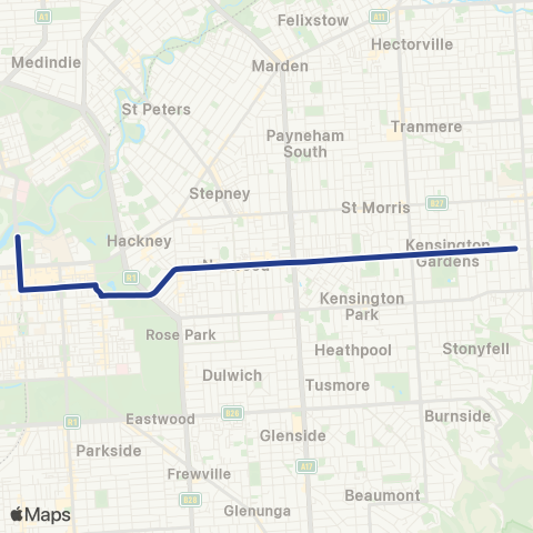 Torrens Transit Rosslyn Park - Adelaide Oval map