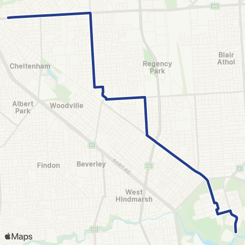 Torrens Transit Rosewater - Adelaide Oval map
