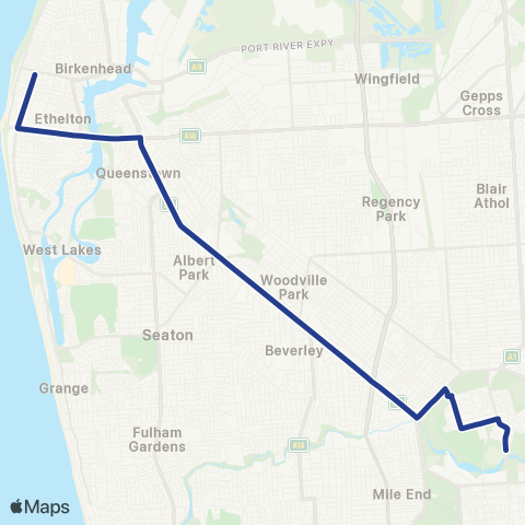 Torrens Transit Semaphore - Adelaide Oval map
