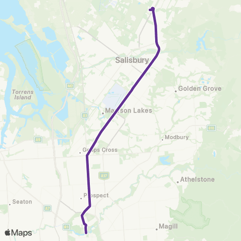 Torrens Transit Elizabeth City Centre - Adelaide Oval map