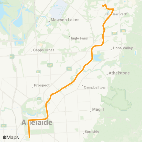 Torrens Transit O-Bahn Show Express Bus map