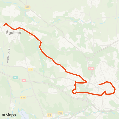 Aix en Bus Complexe sportif ↔ Silvacane map