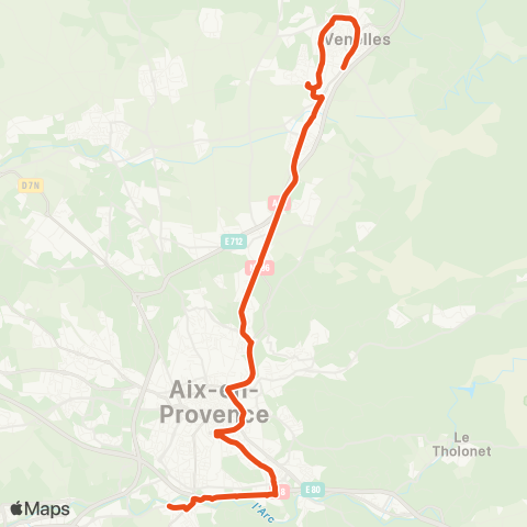 Aix en Bus 8377-2:Armelière>Aix-Ctre>Venelles / Scolaire map