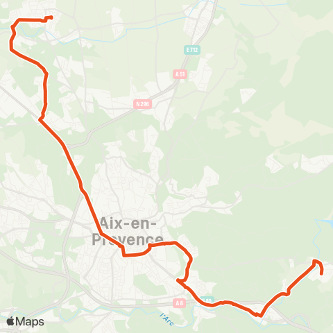 Aix en Bus Puyricard Centre ↔ Palette-le Tholonet map