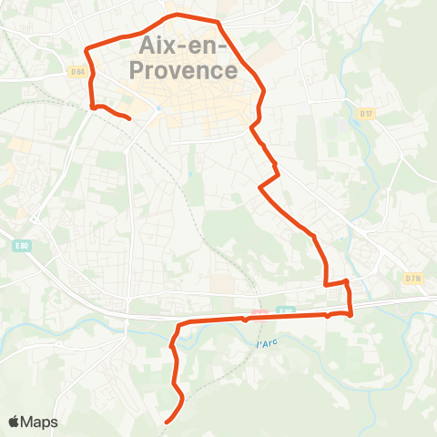 Aix en Bus Montaiguet ↔ Rotonde Narvik map