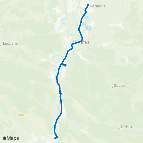 L'Agglobus Verniolle Ctre - Varilhes Gare - Foix Parvis map