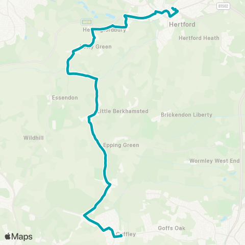 Arriva Herts and Essex Bus Station - Cuffley Railway Station map