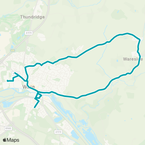 Arriva Herts and Essex Ware Railway Sta - Ware Railway Sta map