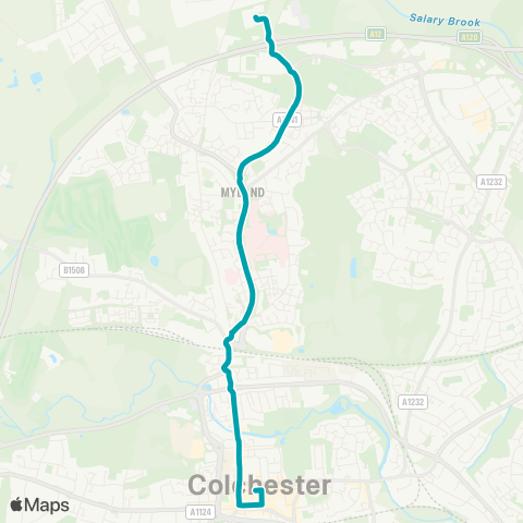 Arriva Herts and Essex Colchester N Park-and-Ride - High Street map