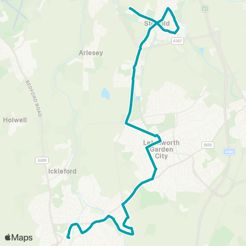 Arriva Herts and Essex Hermitage Road - The Green map