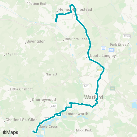 Arriva Herts and Essex Downings Wood Terminus - Riverside map