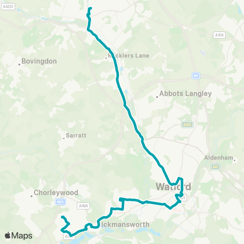 Arriva Herts and Essex Oakfield - Marlowes map