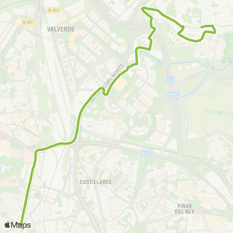 Autobuses Interurbanos Madrid (Plaza de Castilla)-el Encinar de los Reyes map