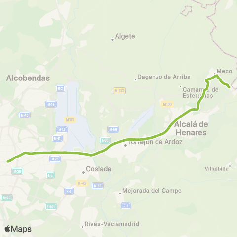 Autobuses Interurbanos Madrid (Avda. América)-Meco map