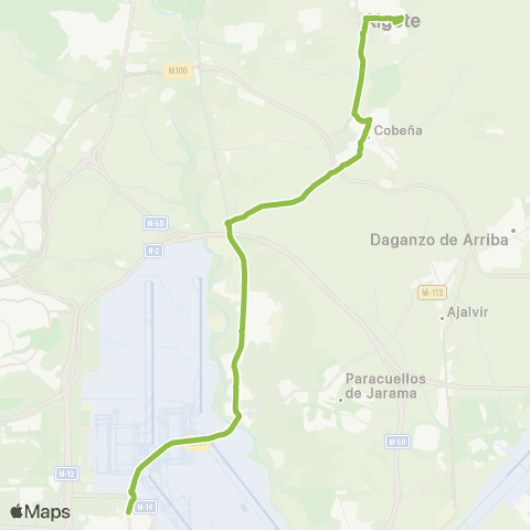 Autobuses Interurbanos Madrid (Barajas)-Cobeña-Algete map
