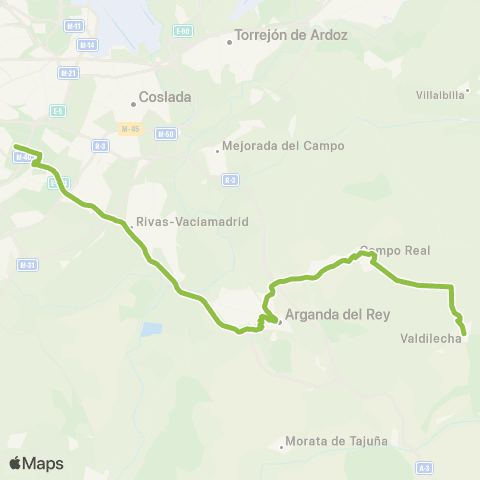 Autobuses Interurbanos Madrid (Pavones)-Valdilecha map