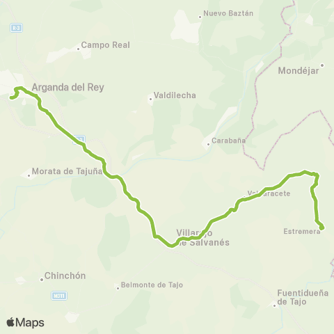 Autobuses Interurbanos Arganda (Hospital)-Estremera map