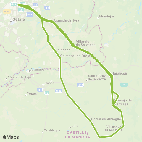 Autobuses Interurbanos Madrid (Estación Sur)-Fuentidueña-Tarancón map
