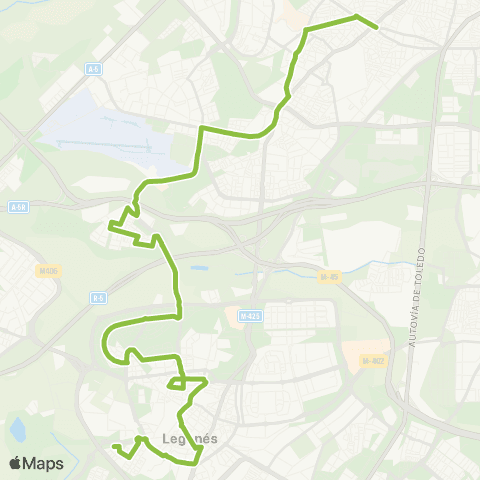 Autobuses Interurbanos Madrid (Oporto)-Leganés (Valdepelayo) map