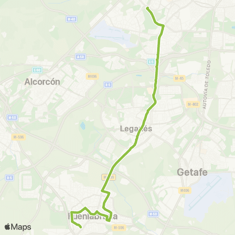 Autobuses Interurbanos Madrid (Aluche)-Fuenlabrada (P. Granada) map