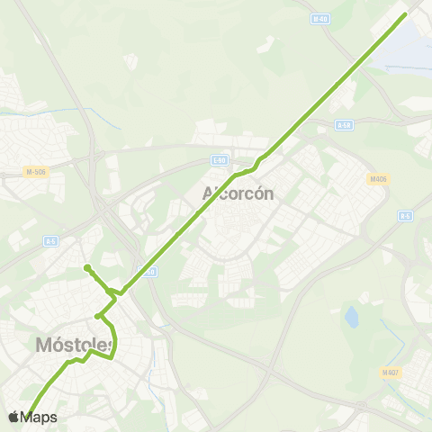 Autobuses Interurbanos Madrid (Cuatro Vientos)-Móstoles map