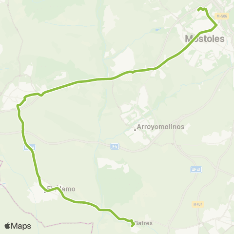 Autobuses Interurbanos Móstoles (Hospital Rey Juan Carlos)-Navalcarnero-Batres map