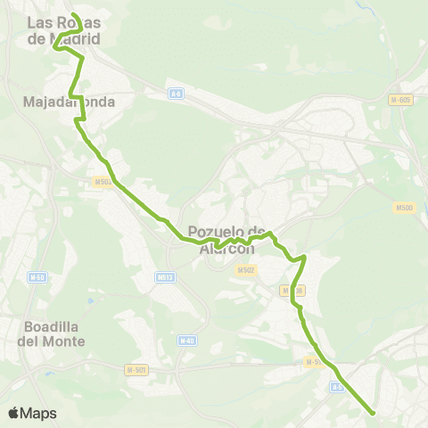 Autobuses Interurbanos Madrid (Aluche)-Pozuelo-Majadahonda-las Rozas (por Universidad) map