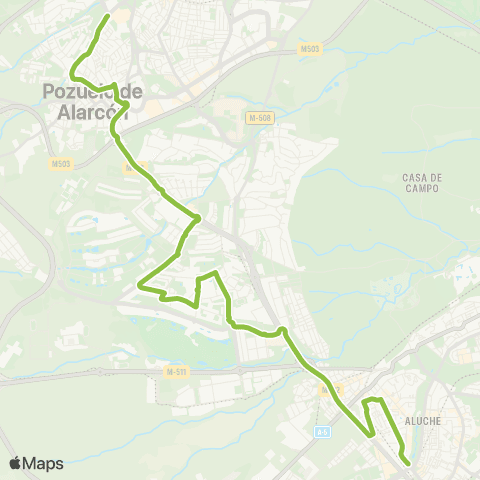 Autobuses Interurbanos Madrid (Aluche)-Pozuelo de Alarcón map