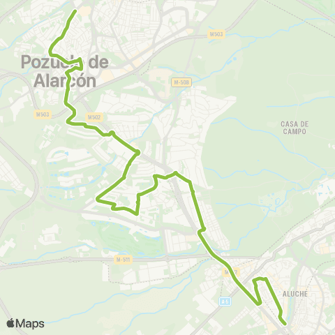 Autobuses Interurbanos Madrid (Aluche)-Pozuelo (por Somosaguas Sur) map