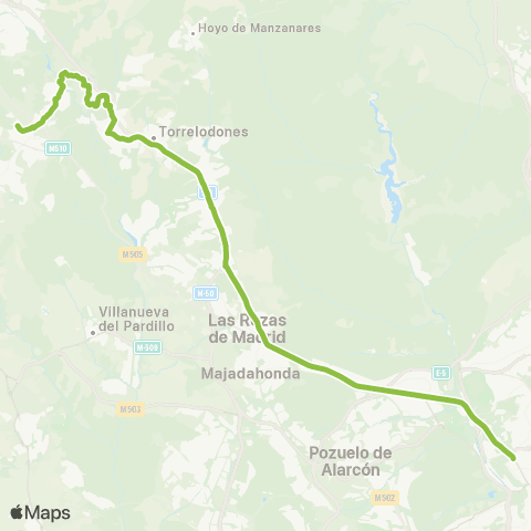 Autobuses Interurbanos Madrid (Moncloa)-Torrelodones (Colonia)-la Navata-Galapagar map
