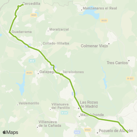 Autobuses Interurbanos Madrid (Moncloa)-Cercedilla (por Guadarrama) map