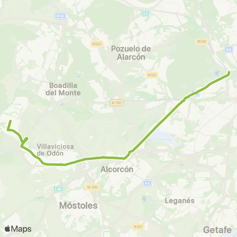 Autobuses Interurbanos Madrid (Príncipe Pío)-Villaviciosa de Odón map