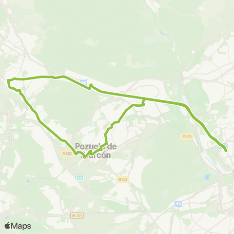 Autobuses Interurbanos Madrid (Moncloa)-Majadahonda-Pozuelo-Madrid map